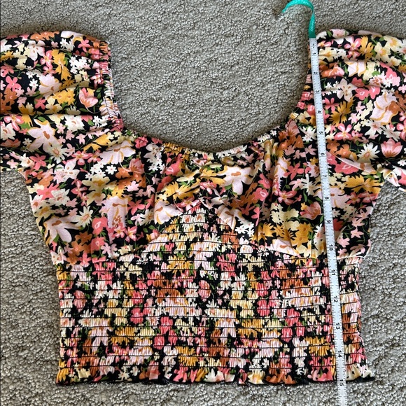 Billabong Get Along Smocked Cropped Top Cotton Pink Floral Juniors' Medium NWOT - Picture 6 of 13